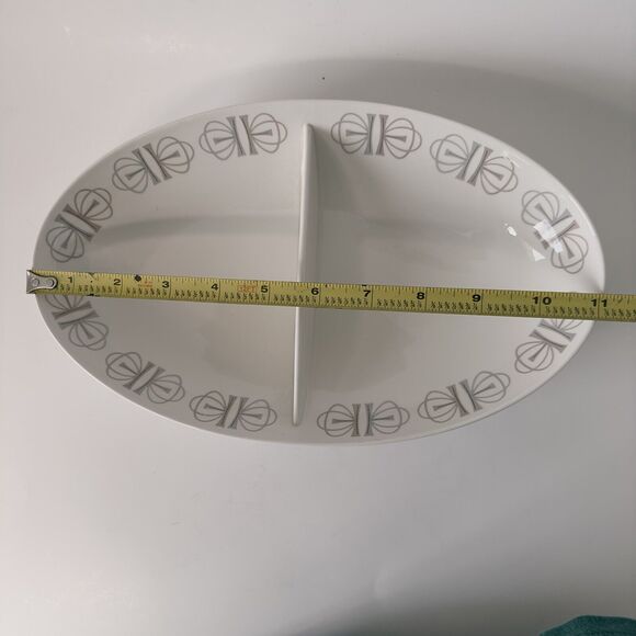 Franciscan Whitestone, Merry Go Round, 11" Oval Divided Vegetable Bowl Gray/Pink - Picture 5 of 9